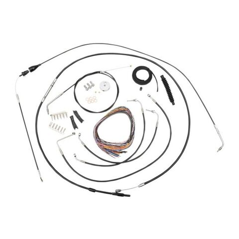 LA Choppers Handlebar Cable Brake Line And Wire Kit For Harley Touring 2007 15"-17" Apes / Black Viny... [Open Box]