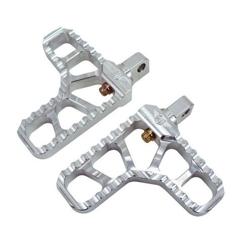 Joker Machine Adjustable Serrated Heel Foot Pegs For Harley Clear Anodized [Open Box]