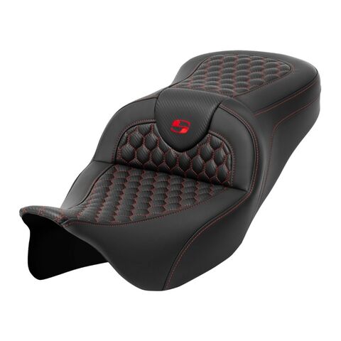 Saddlemen Roadsofa HC Honeycomb 2-Up Seat For Harley Touring 2008-2025 Red Stitch / Extended Reach / Without Back... [Previously Installed]