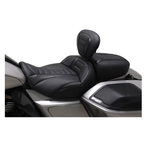 Mustang Deluxe Super Touring Solo / Passenger Seats For Harley FLHX / FLTRX 2023-2026 Carbon Fiber w/ Black Stitc... [Previously Installed]