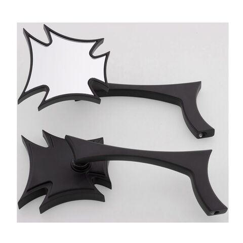 Milwaukee Twins Wild Maltese Cross Mirror Set With Radical Elbow Stem Mirrored [Open Box]