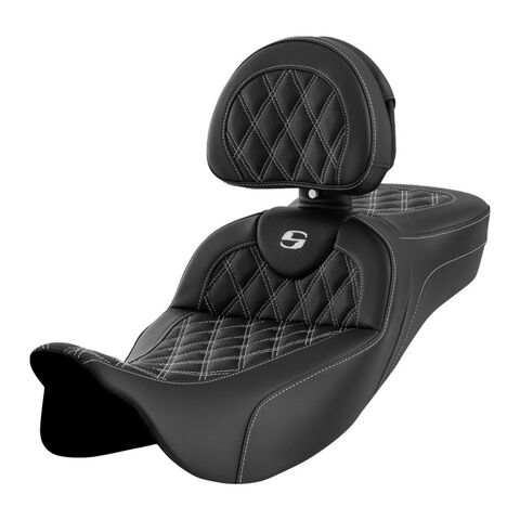 Saddlemen Roadsofa LS Lattice Stitch 2-Up Seat For Harley Touring 2008-2025 Red Stitch / Extended Rea... [Open Box]
