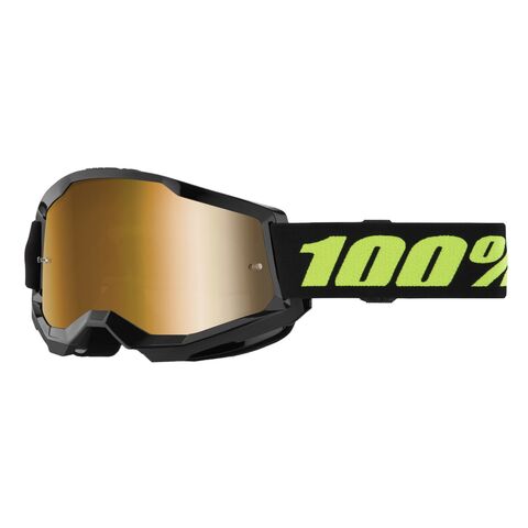 100% Strata 2 Goggles - Mirrored Lens Solar Eclipse/Mirror Gold [Open Box]