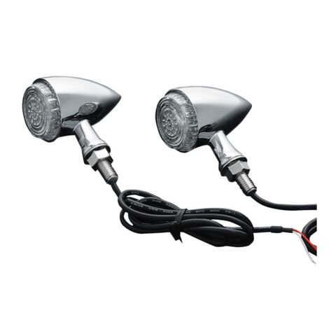 Kuryakyn LED Torpedo Turn Signal Indicator Lights Single Function Amber / Chrome [Open Box]