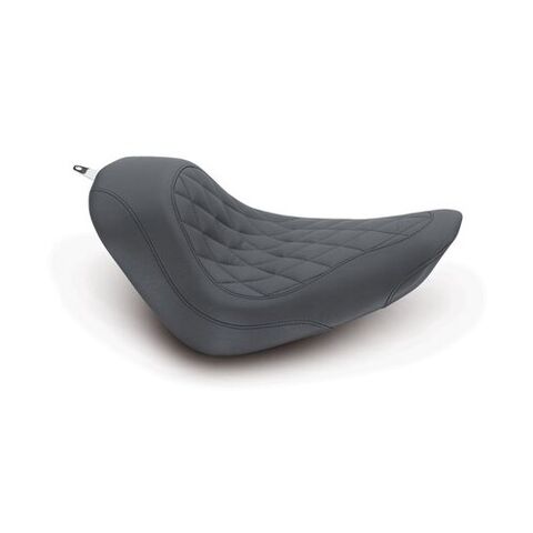 Mustang Wide Tripper Diamond Solo Seat For Harley Softail w/ 200mm Rear Tire 2006-2017 Black / With Backrest [Previously Installed]
