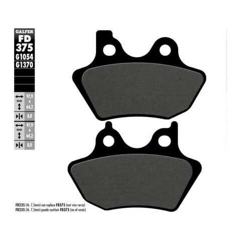 Galfer Organic 1054 Front / Rear Brake Pads For Harley 2000-2007 [Open Box]