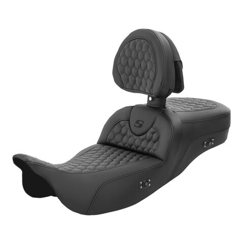 Saddlemen Roadsofa HC Honeycomb 2-Up Seat For Harley Touring 2008-2025 Black Stitch / Standard / With... [Open Box]