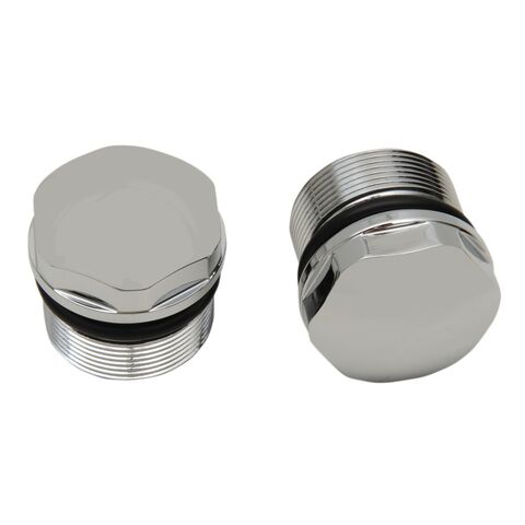Drag Specialties Domed Fork Tube Caps For Harley 1988-2007 Chrome [Open Box]