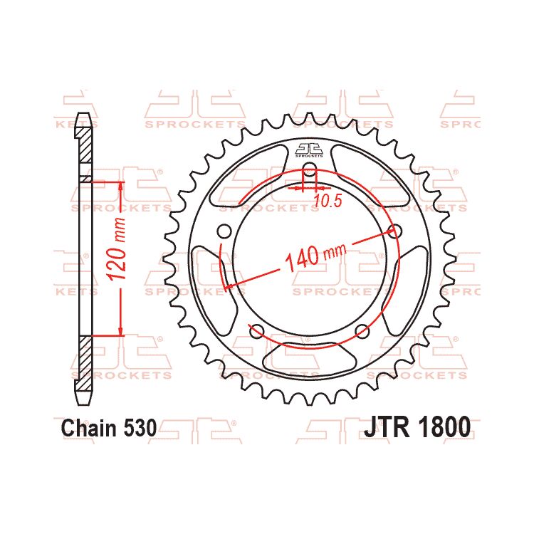 JT Sprockets 530 Rear Steel Sprocket Suzuki 1250 Bandit / B-King / Hayabusa / GSX-R1000 / SV1000 / Triumph Daytona 955i / Sprint RS / Tiger 955 / Tiger 1050