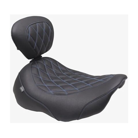 Mustang Wide Tripper Diamond Solo Seat For Harley FLHX / FLTRX 2023-2026 Sky Blue Stitch / With Backr... [Open Box]