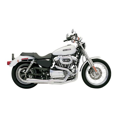 Bassani Road Rage 2-Into-1 Exhaust For Harley Sportster 2004-2013 Short Megaphone With Heat Shields / Chrome [Previously Installed]