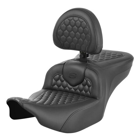 Saddlemen Roadsofa HC Honeycomb 2-Up Seat For Harley FLHX / FLTRX 2023-2026 Black Stitch / Standard ... [Open Box]