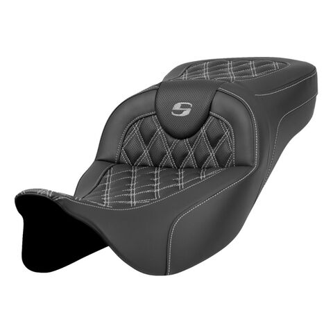 Saddlemen Roadsofa LS Lattice Stitch 2-Up Seat For Harley Touring 2008-2025 Silver Stitch / Standard... [Open Box]