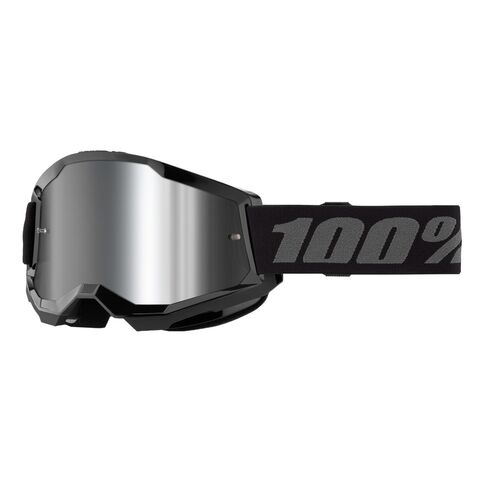 100% Youth Strata 2 Goggles - Mirrored Lens Black/Mirror Silver [Open Box]