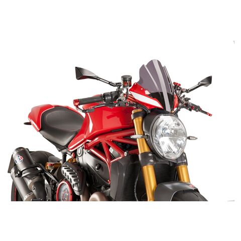 Puig Touring Naked New Generation Windscreen Ducati Monster 797 / 821 / 1200 / S Dark Smoke [Previously Installed]