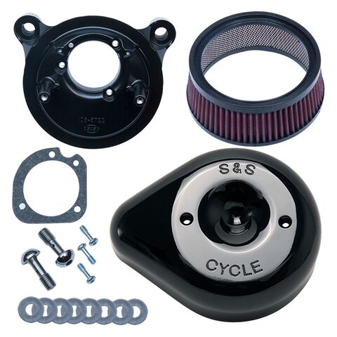 S&S Cycle Teardrop Stealth Air Cleaner Kit For Harley Twin Cam With Cable Throttle 1999-2017 Black [Open Box]