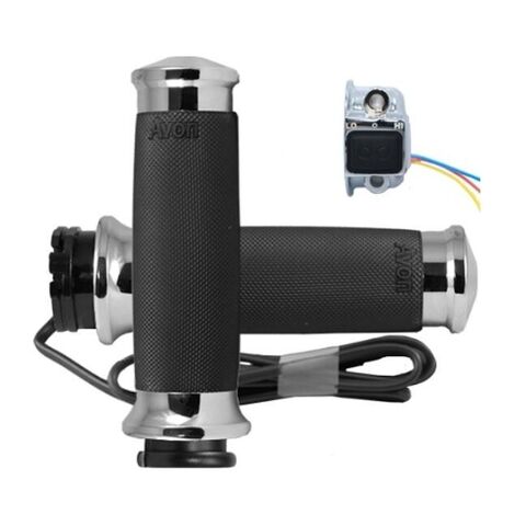 Avon Custom Contour Heated Grips For Harley With Throttle By Wire Chrome [Open Box]