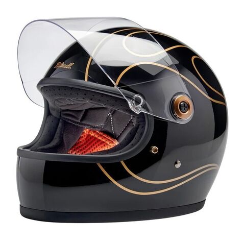 Biltwell Gringo S ECE Flames Helmet (XS) Black/Gold / XS [Open Box]