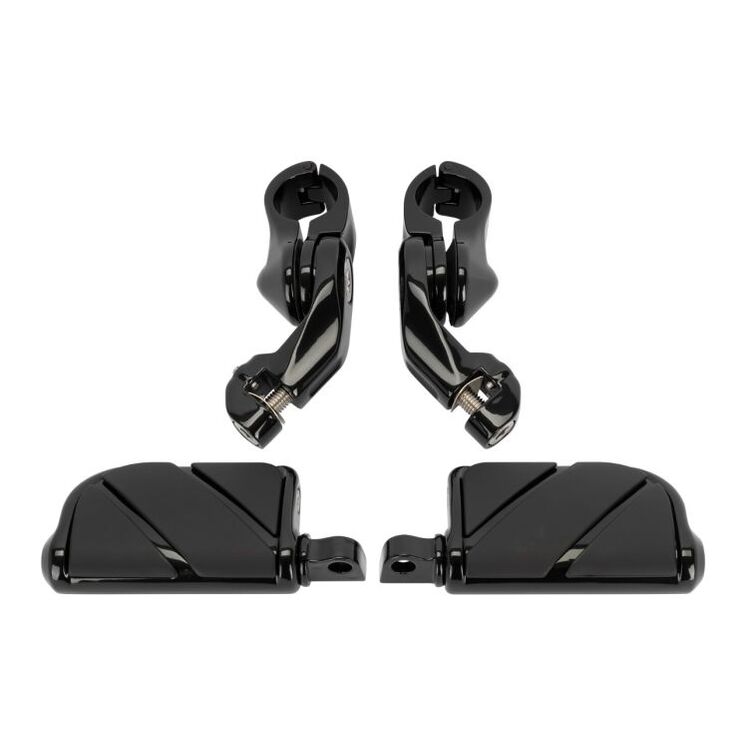 HogWorkz Angled Adjustable Highway Foot Pegs & Clamps Long / 5" / Black [Demo - Acceptable]