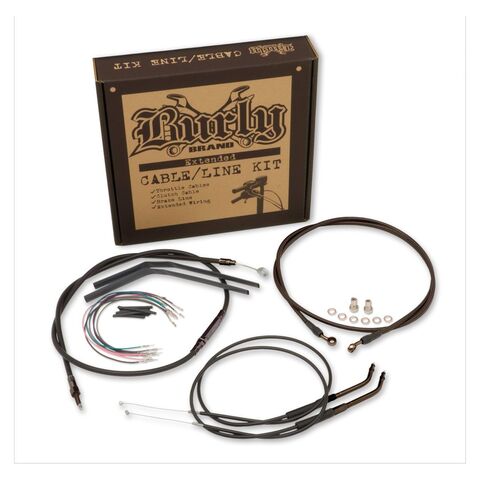 Burly T-Bar Cable Installation Kit For Harley Dyna 2007-2011 12" / Black [Open Box]