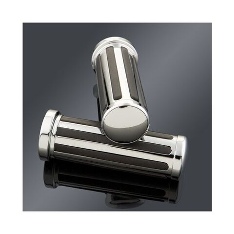 Milwaukee Twins Custom Black/Chrome Grip Set For Harley With Throttle by Wire [Open Box]