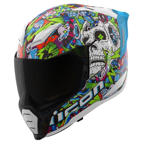 Icon Ultraflite Doodle 3 Helmet White/Green/Blue / 3XL [Open Box]