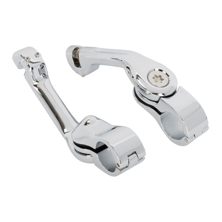 HogWorkz Angled Adjustable Highway Foot Pegs & Clamps Long / 5" / Chrome [Demo - Acceptable]