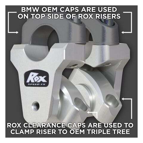 Rox Pivoting Bar Risers BMW R1200GS / R1250GS / Adventure 2013-2024 2" / Clear Anodized [Open Box]