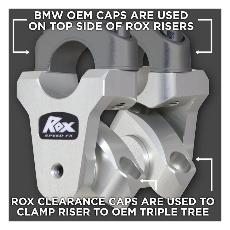 Rox Pivoting Bar Risers BMW R1200GS / R1250GS / Adventure 2013-2024 2" / Clear Anodized [Open Box]