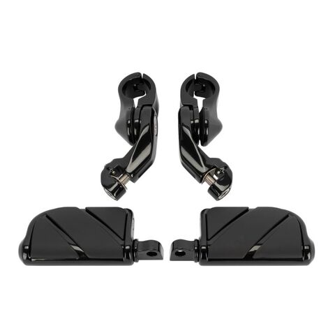 HogWorkz Angled Adjustable Highway Foot Pegs & Clamps Long / 5" / Black [Demo - Acceptable]