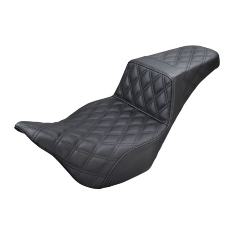 Saddlemen Step-Up LS Lattice Stitch Seat For Harley Touring 2008-2025 Black / Standard / Full Lattice Stitch LS / Black Stitch [Demo - Acceptable]