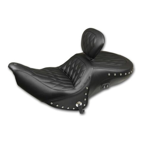 Mustang One-Piece Heated Touring Seat With Driver Backrest For Indian Roadmaster 2015-2026 Diamond Bl... [Open Box]