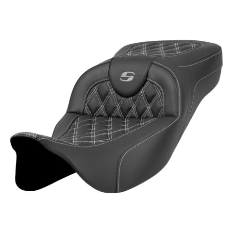 Saddlemen Roadsofa LS Lattice Stitch 2-Up Seat For Harley Touring 2008-2025 Extended Reach / Without Backrest / Silver Stitch [Blemished - Good]