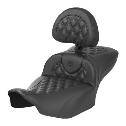 Saddlemen Roadsofa LS Lattice Stitch 2-Up Seat For Harley FLHX / FLTRX 2023-2026 Carbon Fiber / Black Stitch / Extended Reach / Heated / With B... [Demo - Acceptable]