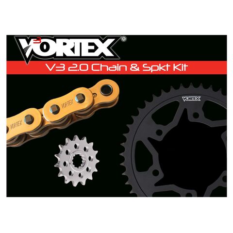Vortex V3 WSS Chain And Sprocket Kit Suzuki GSXR600 2001-2003 Gold Chain [Open Box]