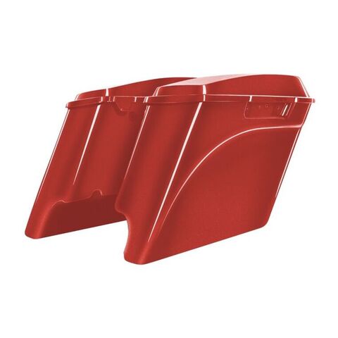 HogWorkz OE Color Matched 4" Stretched Dual Cut Saddlebags For Harley Touring 1994-2013 Candy Orange [Blemished - Very Good]
