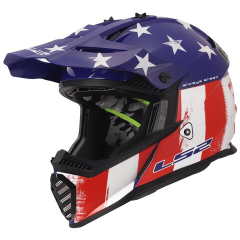 LS2 Youth Gate II Battle Scar Helmet Red/White/Blue / MD [Blemished - Good]