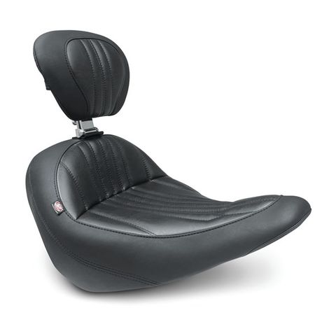 Mustang Standard Touring Dagger Stitch Solo Seat For Harley Softail Low Rider / Sport Glide 2018-2026 With Backrest [Demo - Acceptable]