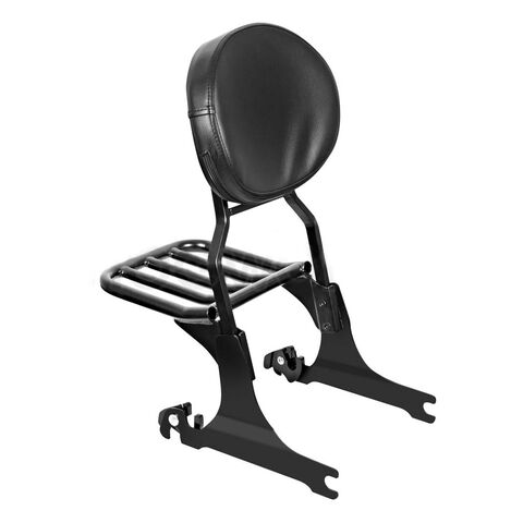 HogWorkz Detachable Sissy Bar With Backrest And Luggage Rack For Harley Softail 1984-2017 Black [Previously Installed]