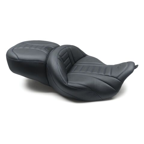 Mustang Super Touring Deluxe Seat For Harley Touring 2008-2025 Deluxe w/ Sky Blue Stitching [Previously Installed]