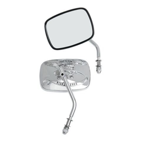 Drag Specialties Live To Ride Custom Mirrors Chrome [Blemished - Very Good]