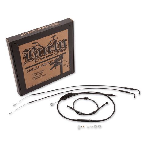 Burly Extended Cable Brake And Wiring Kit For Harley Sportster 2004-2006 Black / +8" [Open Box]