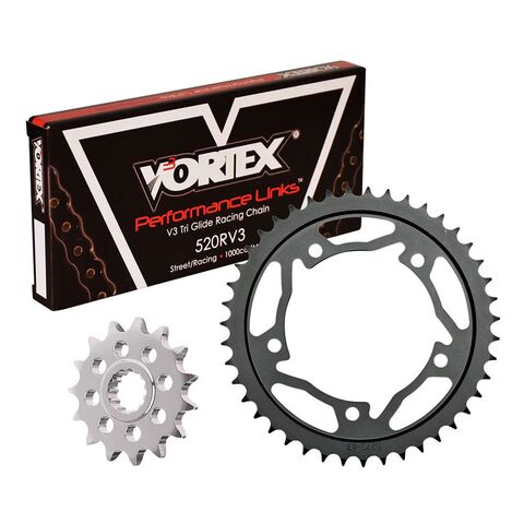 Vortex V3 HFR Quick Accel Chain And Sprocket Kit Kawasaki ZX10R 2008-2010 16/41 / RX3 Black Chain/Bla... [Open Box]