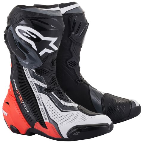 Alpinestars Supertech R Vented Boots 45 / Black/Fluo Red/White [Blemished - Very Good]