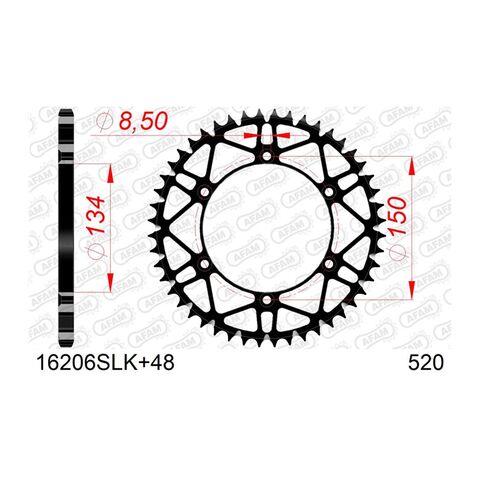 AFAM Self Cleaning Rear Steel Sprocket Kawasaki 250cc-450cc