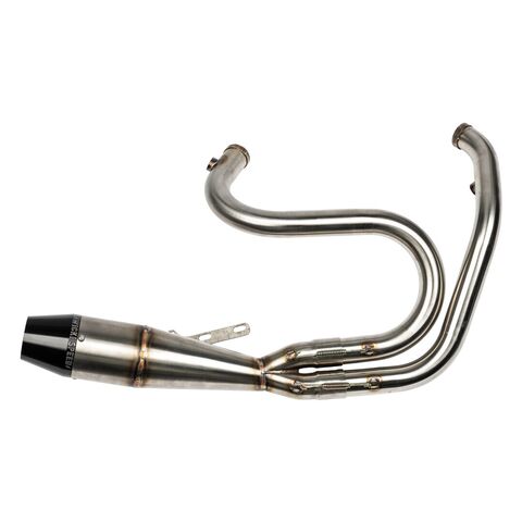 Sawicki Speed Shop Intimidator 2-Into-1 Shorty Exhaust For Harley Softail 2000-2017 Brushed Stainless / Black End... [Previously Installed]