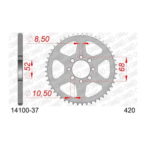 AFAM Standard Rear Steel Sprocket Kawasaki / Suzuki 110cc