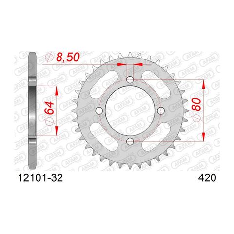 AFAM Standard Rear Steel Sprocket Yamaha 50cc-110cc