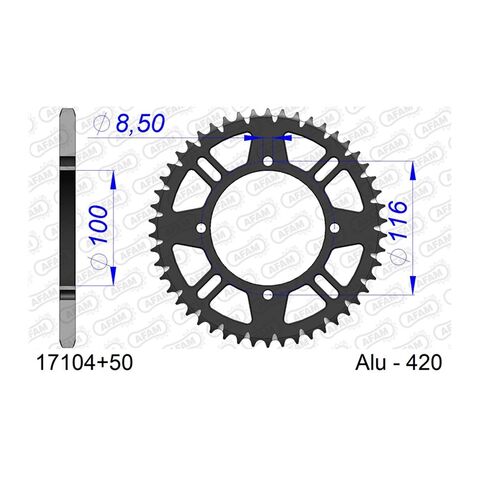 AFAM Rear Aluminum Sprocket Kawasaki 80cc-112cc