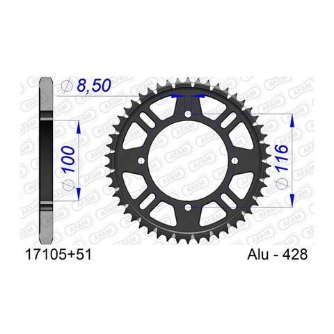 AFAM Rear Aluminum Sprocket Kawasaki KLX140 2008-2027